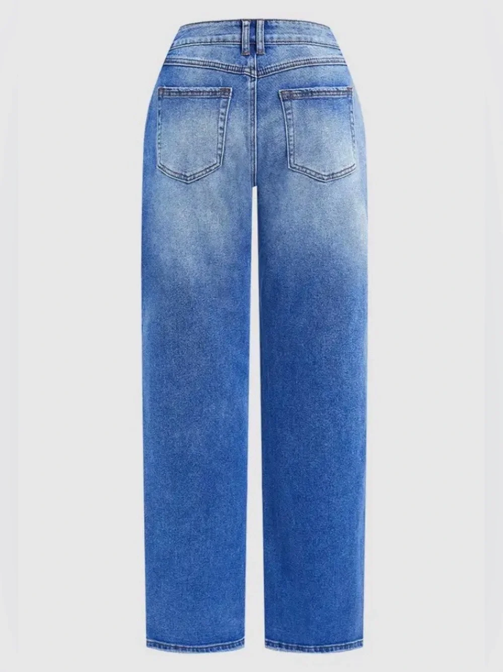 Flamingals Wash Mid Waist Straight Leg Jeans